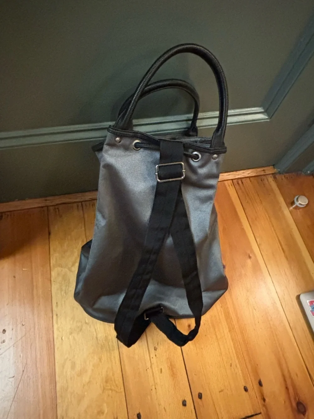 CARLOS FALCHI FALCHI SPORT Designer Drawstring Bucket Bag Grey backpack straps